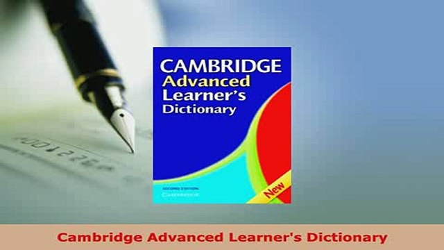 PDF Cambridge Advanced Learners Dictionary Download Online