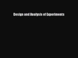 [Read Book] Design and Analysis of Experiments  EBook