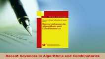 PDF  Recent Advances in Algorithms and Combinatorics Download Online