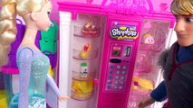 Barbie Vending Machine of Shopkins Season 3 with Disney Frozen Queen Elsa, Prince Hans, Doll Video