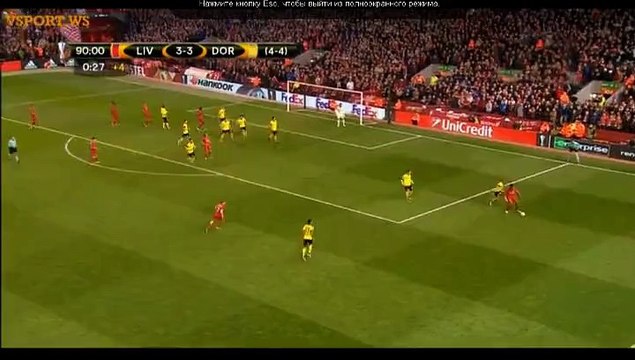 Goal Dejan Lovren - Liverpool 4-3 Borussia Dortmund (14.04.2016)
