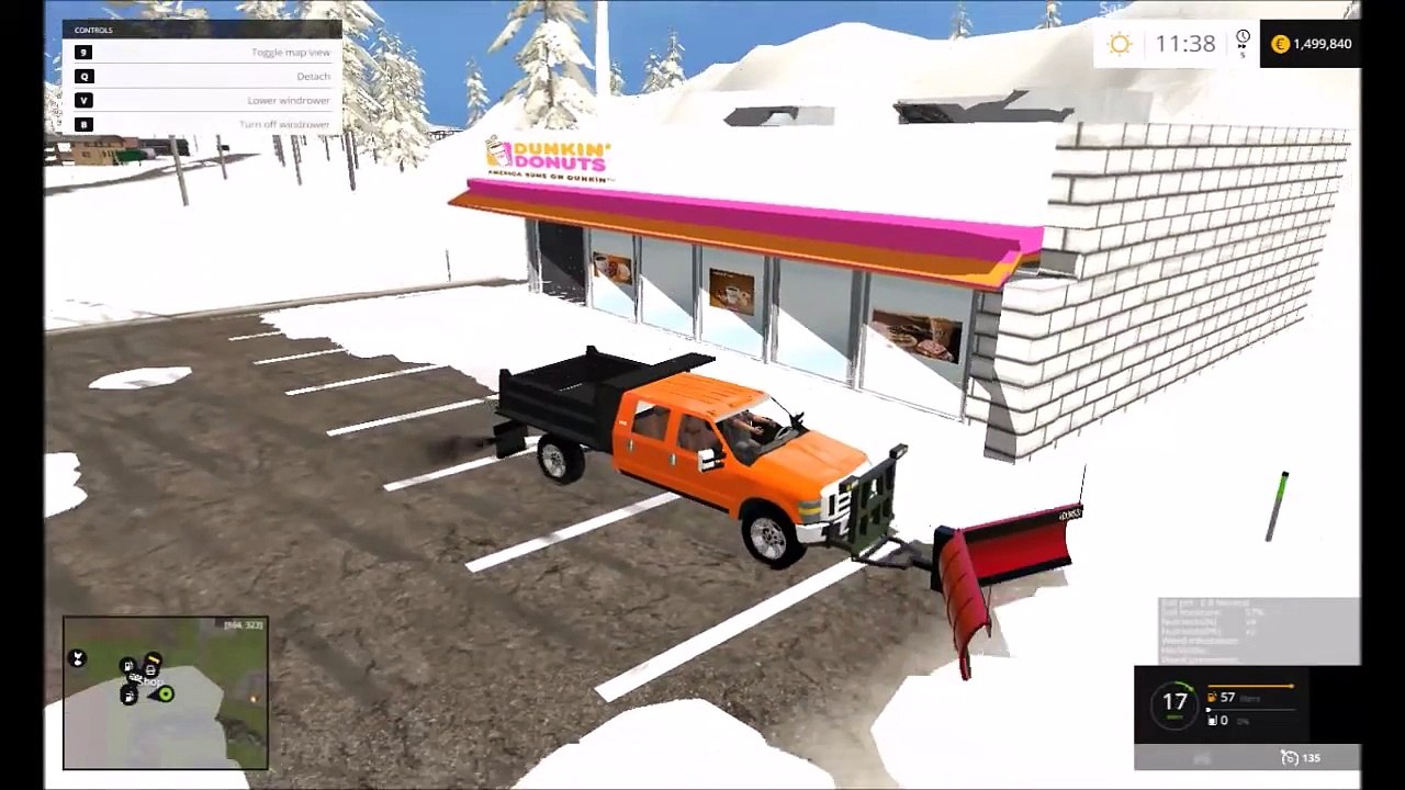 Farming simulator 2015 snow plowing (Dunkin Donuts) ep 5
