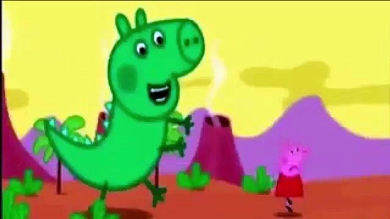 Peppa pig Family Little George Dinosaur scares and running for Peppa Pig Crying