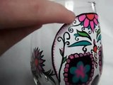 Custom Hand Painted Sugar Skull Wine Glass with Personal Message