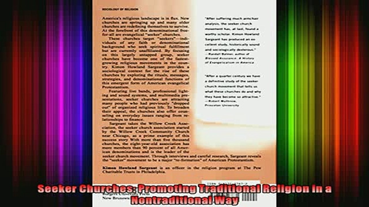 Read  Seeker Churches Promoting Traditional Religion in a Nontraditional Way  Full EBook