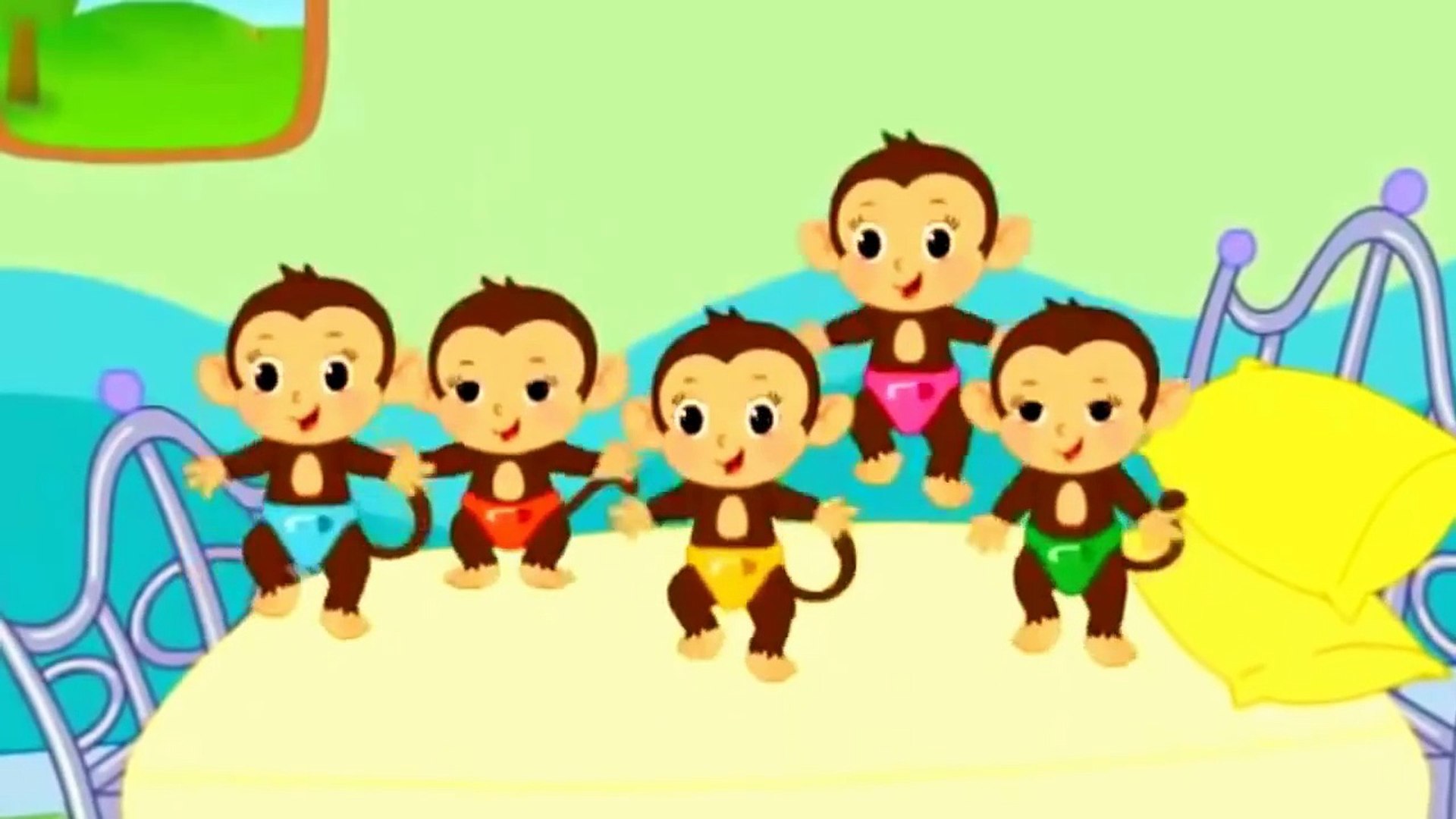 Five Little Monkeys Jumping On The Bed | ABC Song Nursery Rhymes | Song  Five Little Monkeys - video Dailymotion