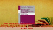 PDF  High Performance Computing for Computational Science  VECPAR 2002 5th International  EBook