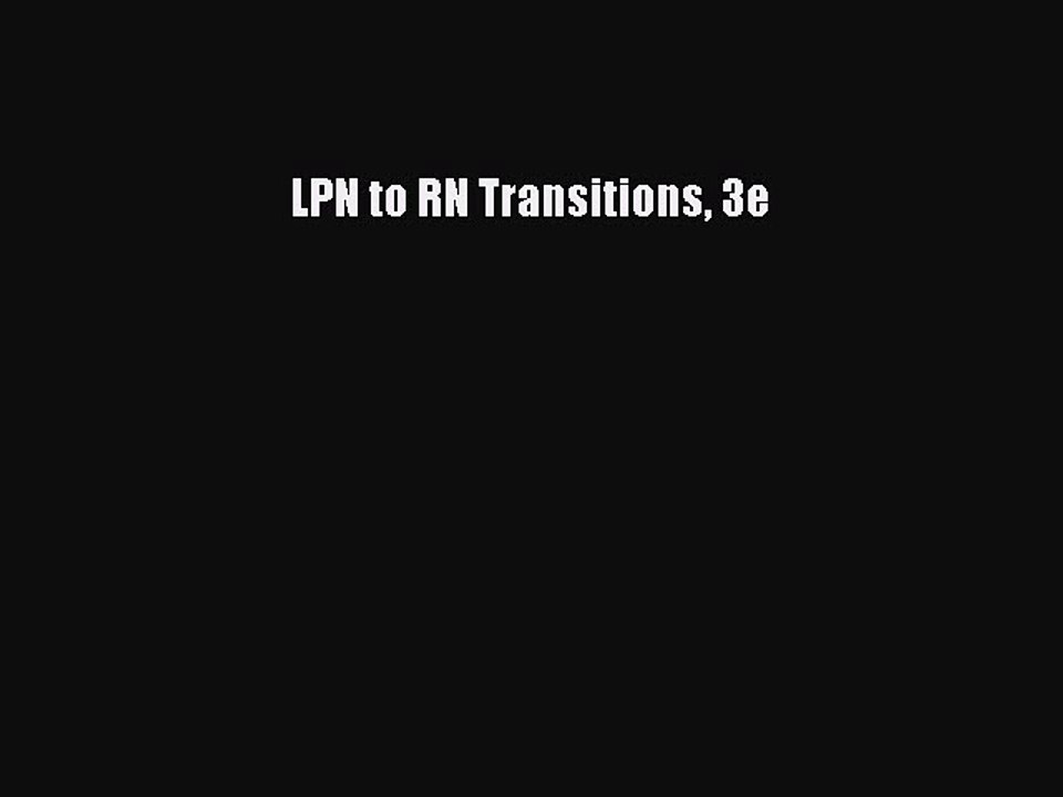 Download LPN to RN Transitions 3e  EBook