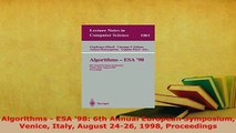 Download  Algorithms  ESA 98 6th Annual European Symposium Venice Italy August 2426 1998  Read Online