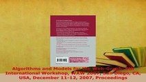 PDF  Algorithms and Models for the WebGraph 5th International Workshop WAW 2007 San Diego CA  EBook