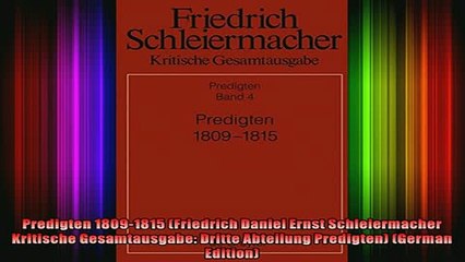 Read  Predigten 18091815 Friedrich Daniel Ernst Schleiermacher Kritische Gesamtausgabe Dritte  Full EBook