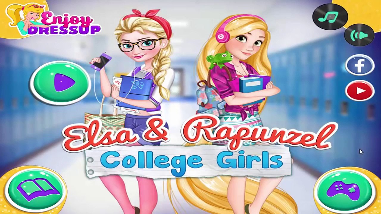 Elsa and Rapunzel College Girls - Disney Princess Elsa and Rapunzel Makeup and Dress Up Ga