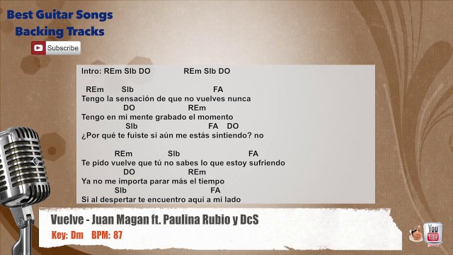 Vuelve - Juan Magan ft. Paulina Rubio, DCS Vocal Backing Track with chords and lyrics