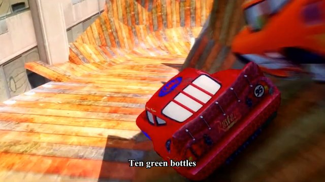 Cars Songs For Kids ♪ Ten Green Bottles ♪ HULK, Spider-man Epic Race Custom Cars