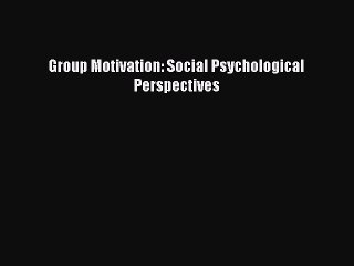 Read Group Motivation: Social Psychological Perspectives Ebook Free