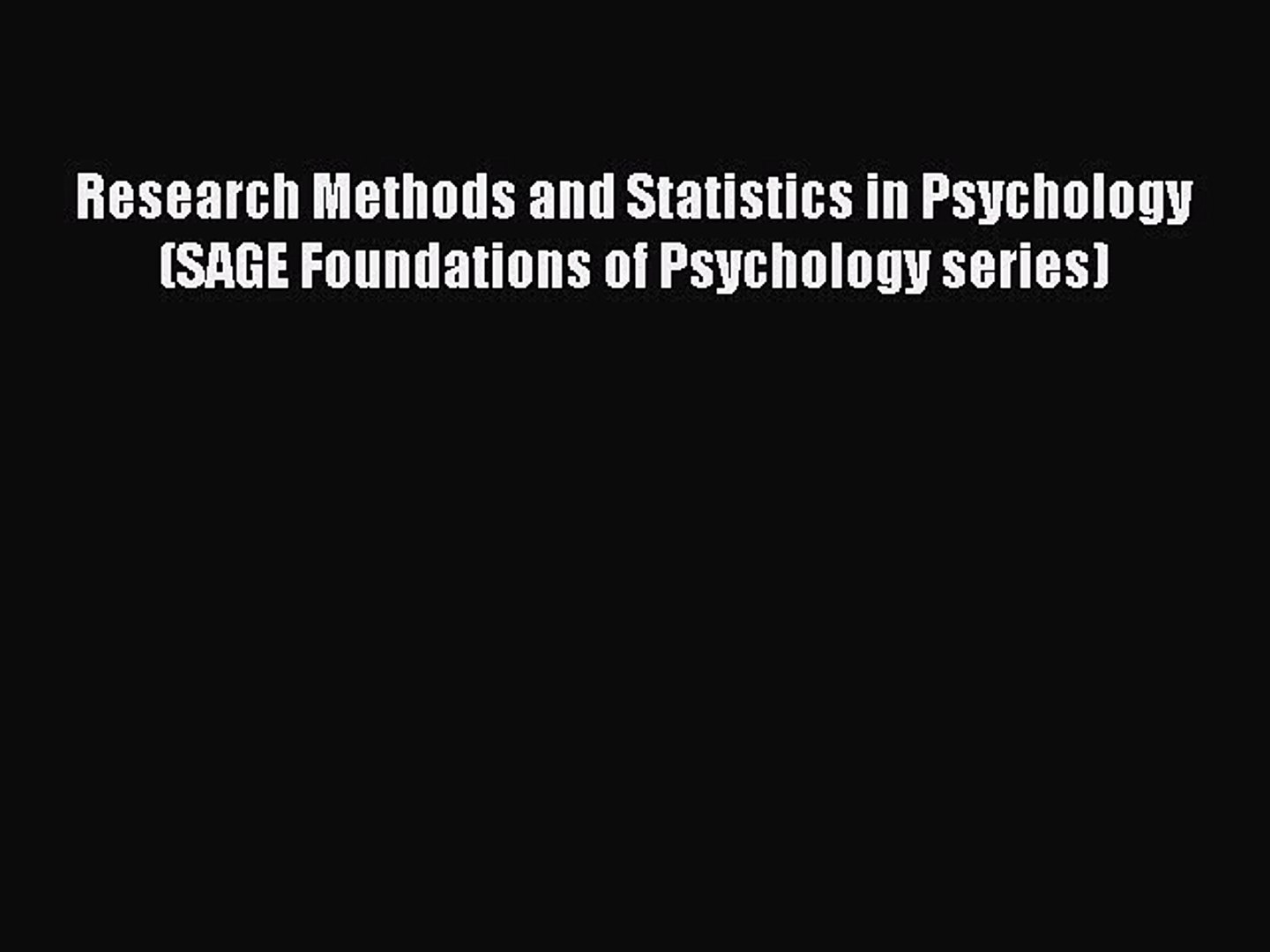 ⁣Read Research Methods and Statistics in Psychology (SAGE Foundations of Psychology series)