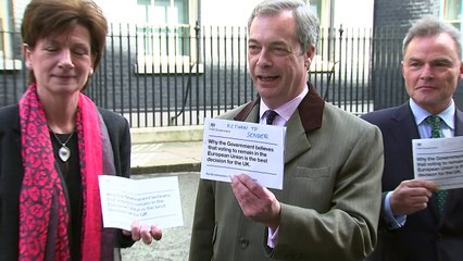 Farage returns Government's EU leaflet to Downing Street