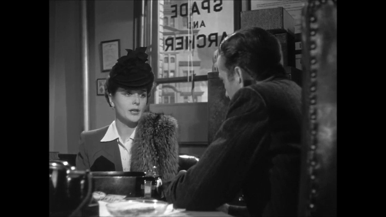 The Maltese Falcon (1941) - Miss Wonderly hires Spade and Archer