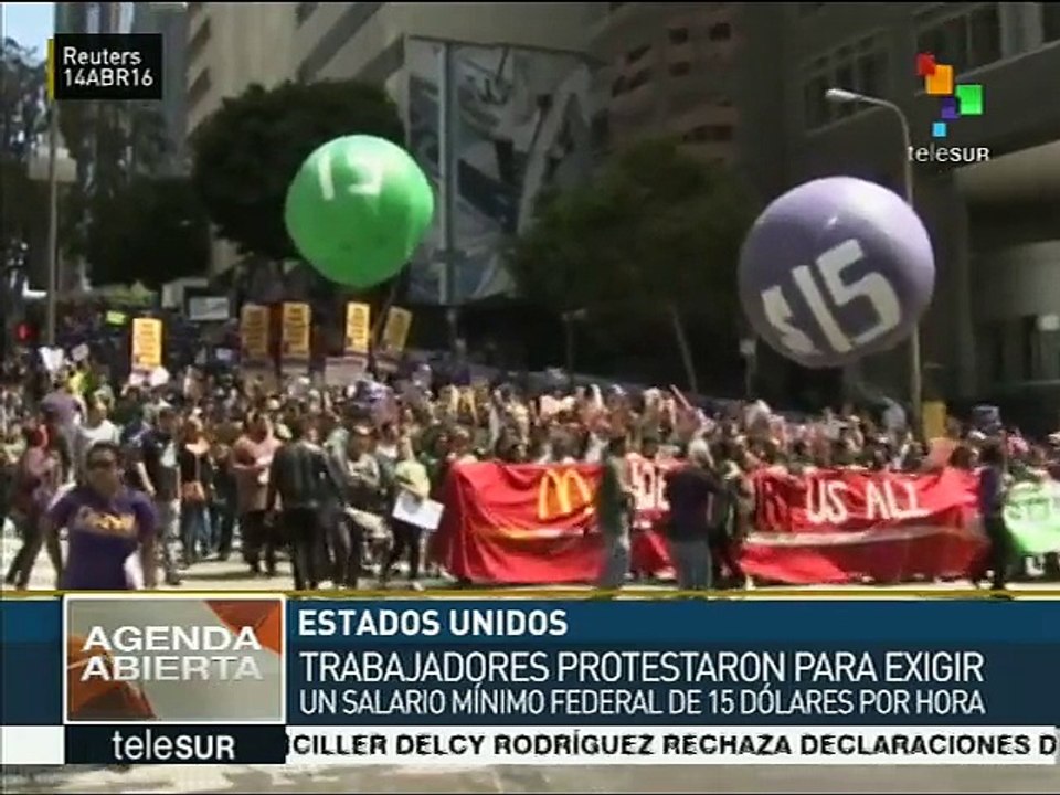 EEUU: trabajadores exigen aumento al salario mínimo de 15 usd por hora