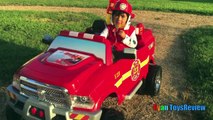 FIRE TRUCK FOR KIDS POWER WHEELS RIDE ON Paw Patrol Video Marshall Put out Fire Egg Surprise Toys