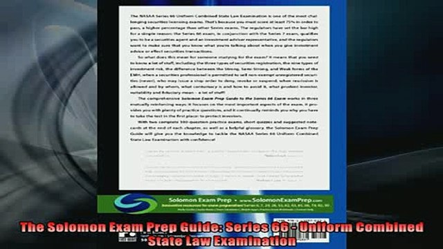 READ book The Solomon Exam Prep Guide Series 66 Uniform Combined State Law Examination READ ONLINE