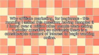 Why Affiliate Marketing for Beginners?