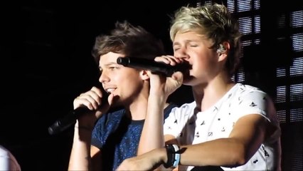 One direction- Last first kiss. Niall and Louis changing the lyrics