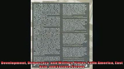 READ book  Development Democracy and Welfare States Latin America East Asia and Eastern Europe  FREE BOOOK ONLINE