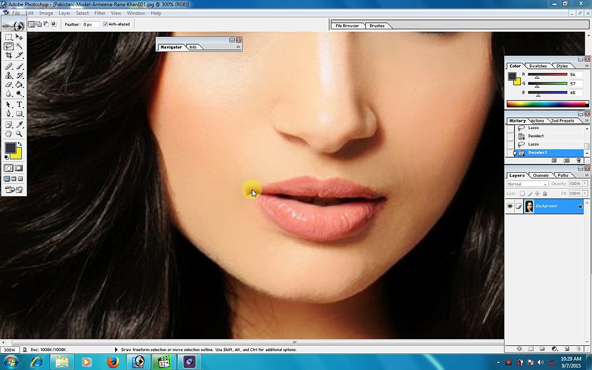 How to change color of Lips easily in Photoshop 7.0