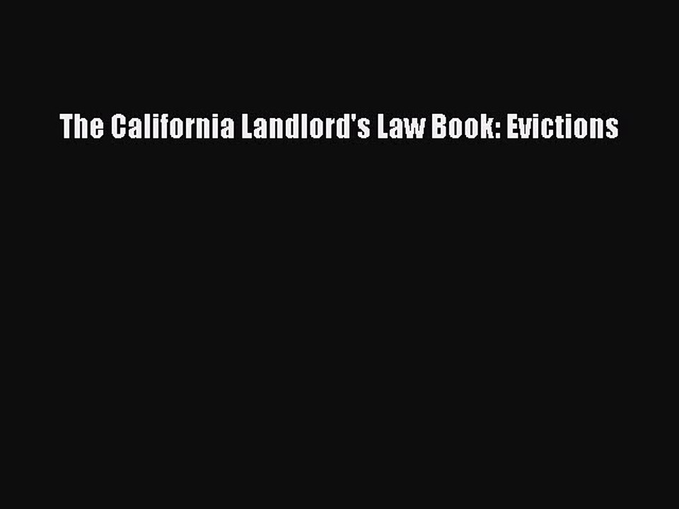 [Download PDF] The California Landlord's Law Book: Evictions PDF Free