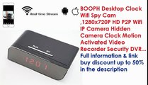 BOOPH Desktop Clock Wifi Spy Cam ,1280x720P HD P2P Wifi IP Camera Hidden Camera, Clock Motion