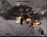 Elder Scrolls V Skyrim: Killing an Ancient Dragon with Special Move. Dragon Skeleton Scene.