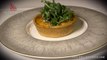 Beetroot & Sandhams goats cheese tart, balsamic pearls & vegetable crisps (v)