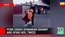 Romanian punks spin elderly woman for fun