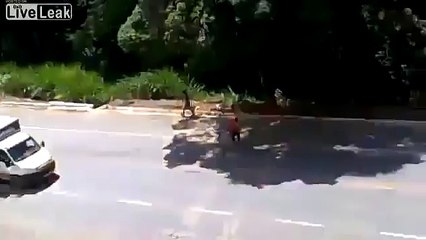 Brazil Pedestrian Completely Annihilated by Speeding Motorcycle Best Gore mp4