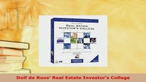 PDF  Dolf de Roos Real Estate Investors College Read Online