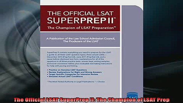 EBOOK ONLINE The Official LSAT SuperPrep II The Champion of LSAT Prep READ ONLINE