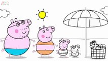 ❤ PEPPA PIG ❤️ Pintando a la Familia Pig en la playa | Dibujos Animados en Español