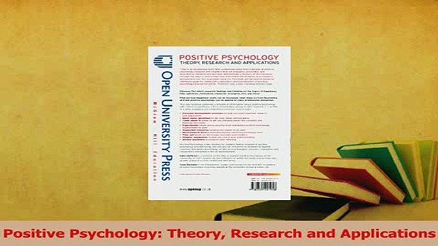 Read Positive Psychology Theory Research and Applications Ebook Free