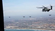 CH 53E Super Stallion Helicopters Mass Formation Flight Over San Diego