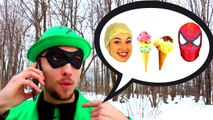 Spiderman, Frozen Elsa & Anna vs The Riddler - Anna Saves Elsa! Fun Superhero Movie in Real Life... [HD, 720p]