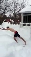 This dude is crazy !  Man jumping in the snow  Funny Videos 2016