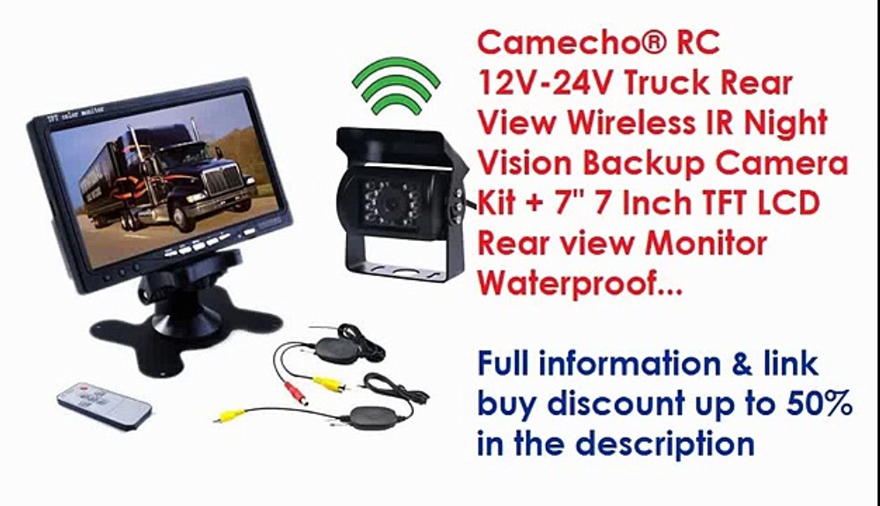 Camecho® RC 12V-24V Truck Rear View Wireless IR Night Vision Backup Camera Kit, 7 Inch TFT LCD Rear
