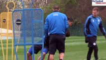 Okazaki and Ulloa wrestle in Leicester training 2016 HD