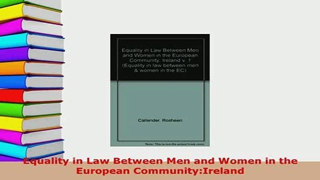 PDF Equality in Law Between Men and Women in the European CommunityIreland PDF Online