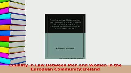 PDF  Equality in Law Between Men and Women in the European CommunityIreland PDF Online
