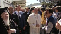 Pope Francis meets migrants on Greek island of Lesbos