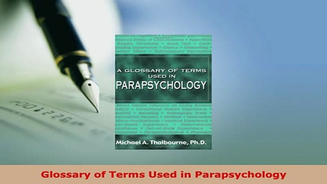 PDF  Glossary of Terms Used in Parapsychology Download Full Ebook