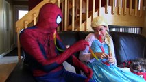 Spiderman & Frozen Elsa w- Pink Spidergirl! Endless Gummy Tongues! Superhero Fun in Real Life -)