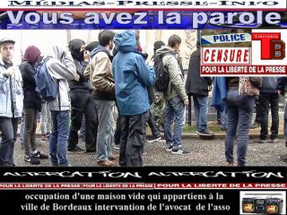 Télévision-Bordeaux-33 occupation de l'association  réquisition une maison appartement la mairie de Bordeaux